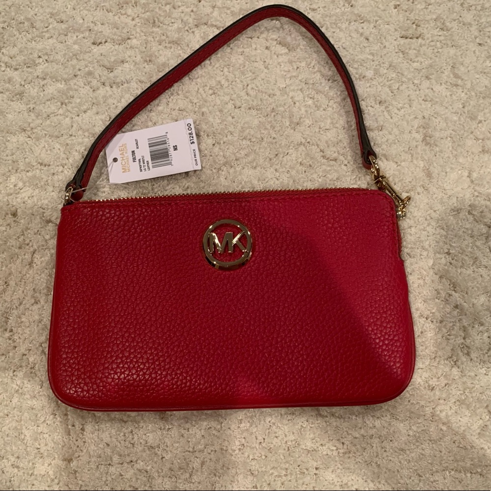 New red Michael Kors wristlet